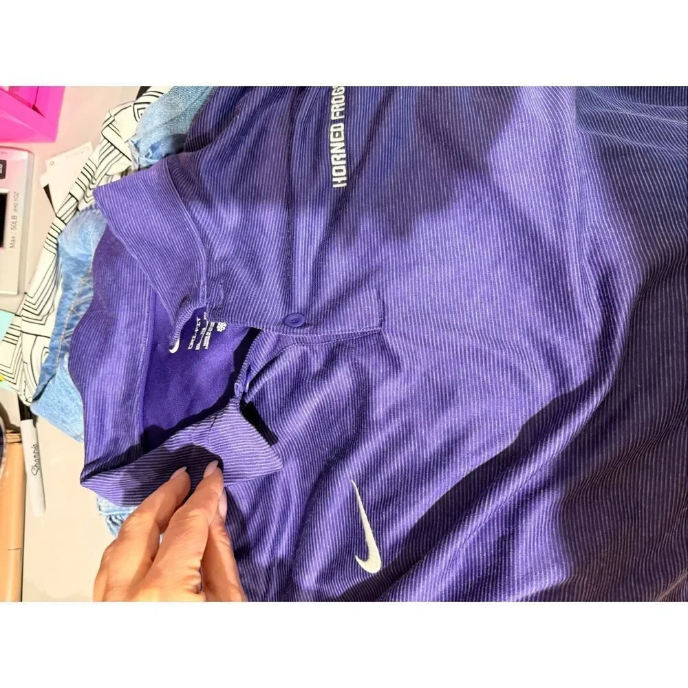 Nike TCU Horned Frogs Stadium Stripe Performance Team Polo Purple 2XL